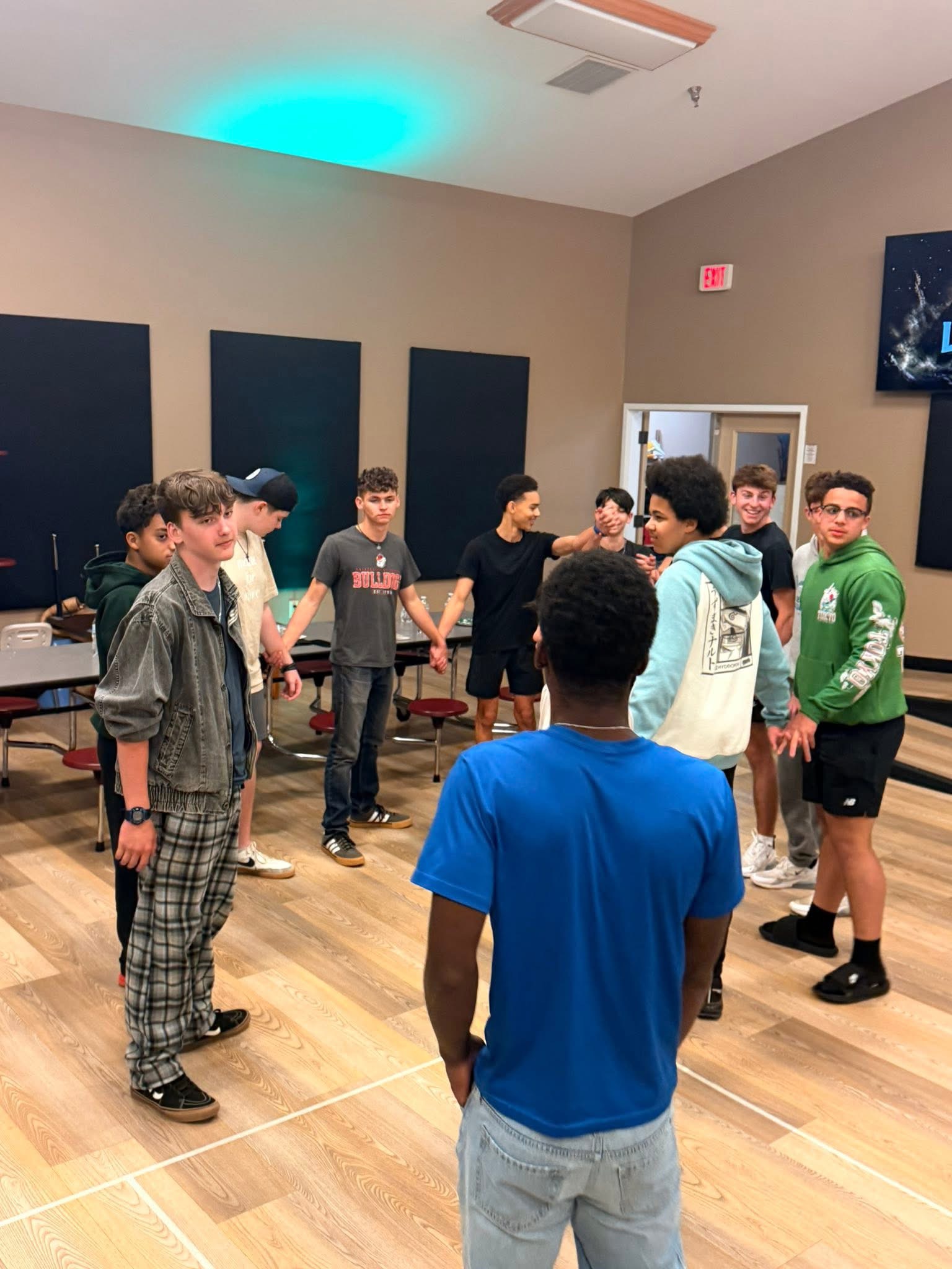 Students in a large circle